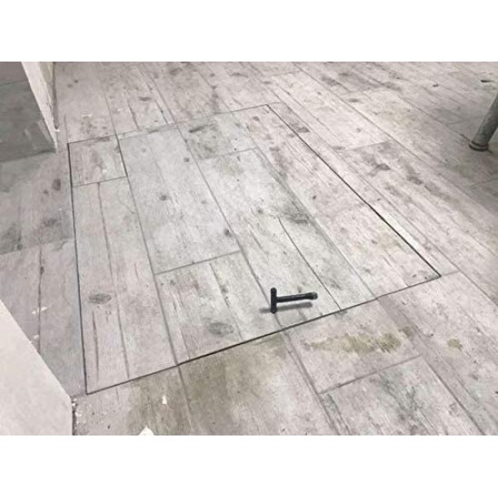 Grīdas tērauda tehniskā (revīzijas) lūka izmērs 90 cm x 180 cm H