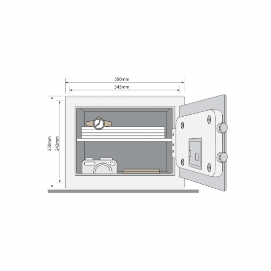 Mēbeļu, paaugstinātas drošības seifs YALE High Security , ar elektrisku slēdzeni (augstums: 25cm, platums: 35cm)