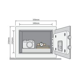 Mēbeļu seifs YALE ALARM, ar elektronisku slēdzeni (augstums: 25 cm, platums: 35 cm)