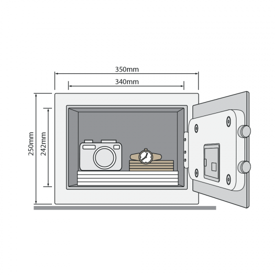 Mēbeļu seifs YALE ALARM, ar elektronisku slēdzeni (augstums: 25 cm, platums: 35 cm)