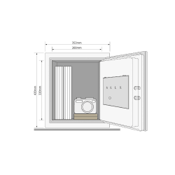 Mēbeļu, paaugstinātas drošības ugunsdrošs seifs YALE, ar elektrisku slēdzeni (augstums: 41.2 cm, platums: 35,2 cm)