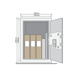 Mēbeļu, paaugstinātas drošības ugunsdrošs seifs dokumentiem YALE, ar elektrisku slēdzeni (augstums: 52,2 cm, platums: 40,4 cm)